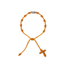 Load image into Gallery viewer, Our Lady of Guadalupe Rosary Bracelet w/ Silver Bead (Neon Orange String)
