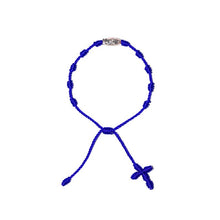 Load image into Gallery viewer, Our Lady of Guadalupe Rosary Bracelet w/ Silver Bead (Blue String)