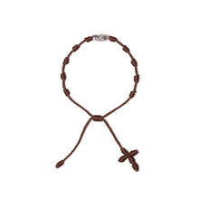 Load image into Gallery viewer, Our Lady of Guadalupe Rosary Bracelet w/ Silver Bead (Brown String)