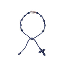Load image into Gallery viewer, Our Lady of Guadalupe Rosary Bracelet w/ Silver Bead (Navy String)
