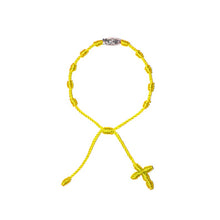 Load image into Gallery viewer, Our Lady of Guadalupe Rosary Bracelet w/ Silver Bead (Yellow String)