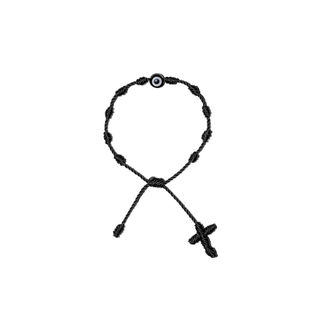 Black Evil Eye Baby Rosary Bracelet (Black String)