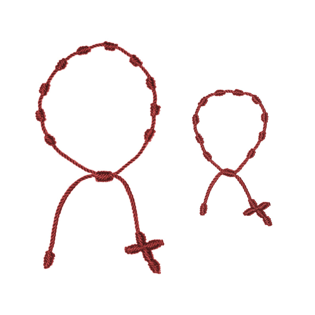 Mother and Baby Rosary Bracelets (Burgundy String)