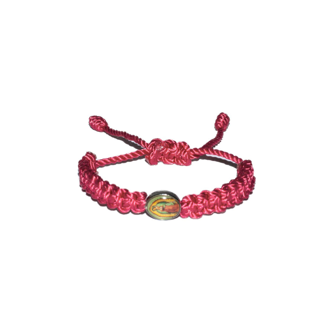 Our Lady Of Guadalupe Macrame Baby Bracelet (Pink String)