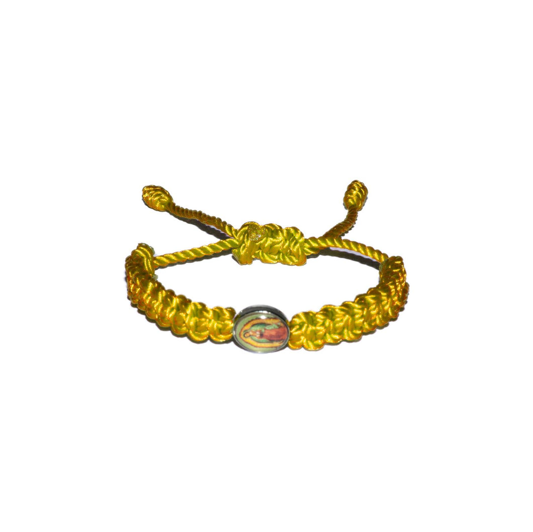 Our Lady Of Guadalupe Macrame Baby Bracelet (Yellow String)