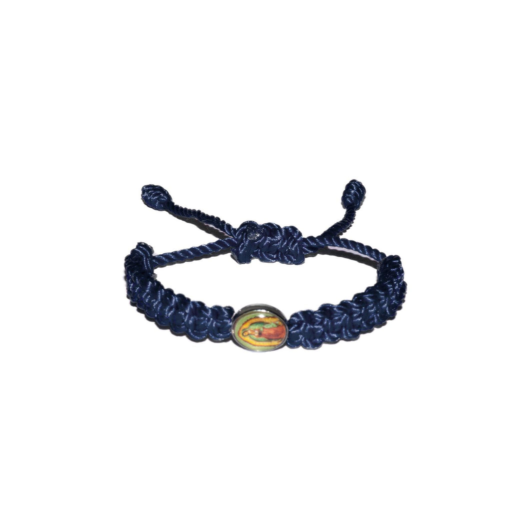 Our Lady Of Guadalupe Macrame Baby Bracelet (Navy String)