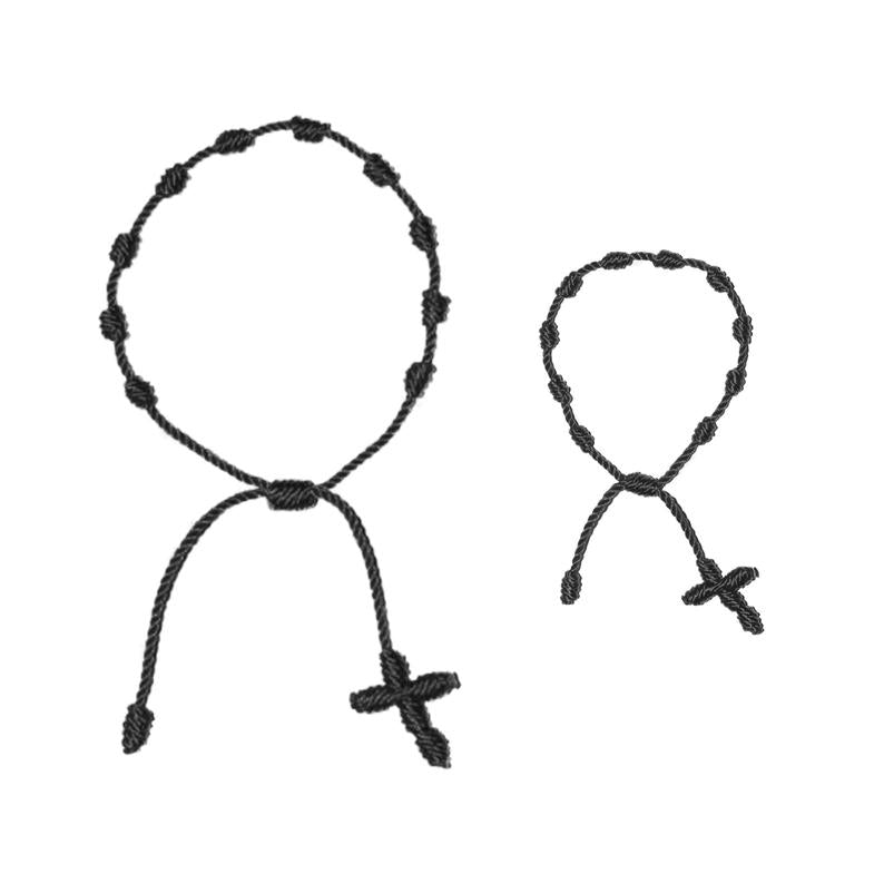 Mother and Baby Rosary Bracelets (Black String)