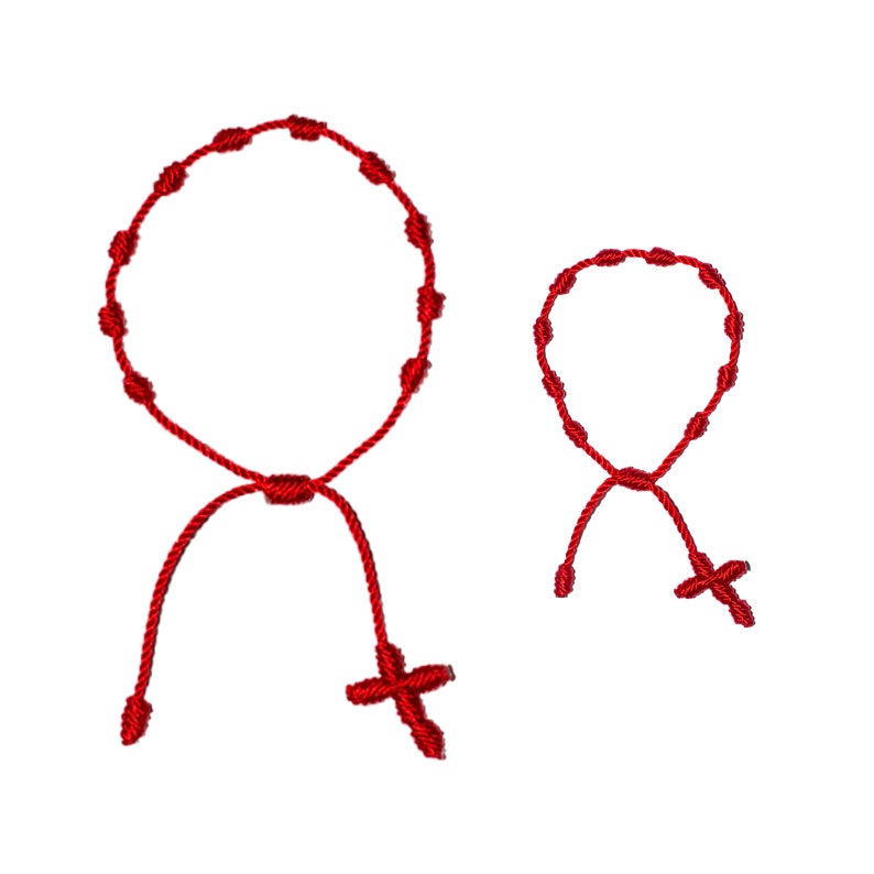 Red Mother and Baby Rosary Set