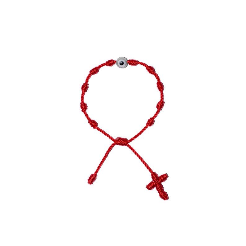 White Evil Eye Baby Rosary Bracelet (Red String)