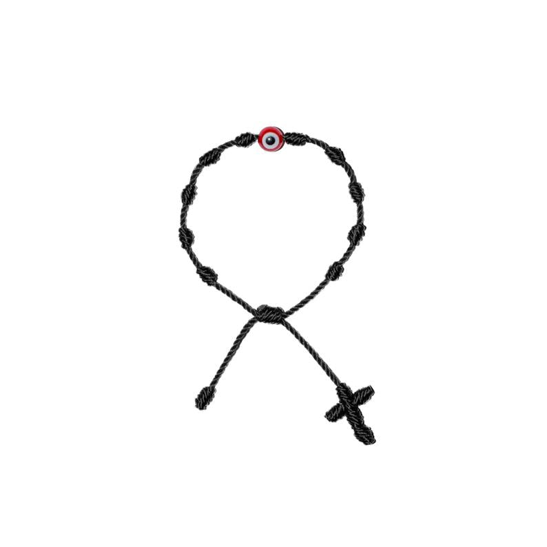 Red Evil Eye Baby Rosary Bracelet (Black String)