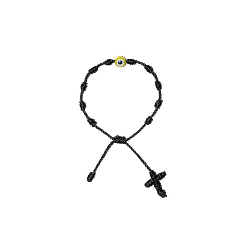 Yellow Evil Eye Baby Rosary Bracelet (Black String)