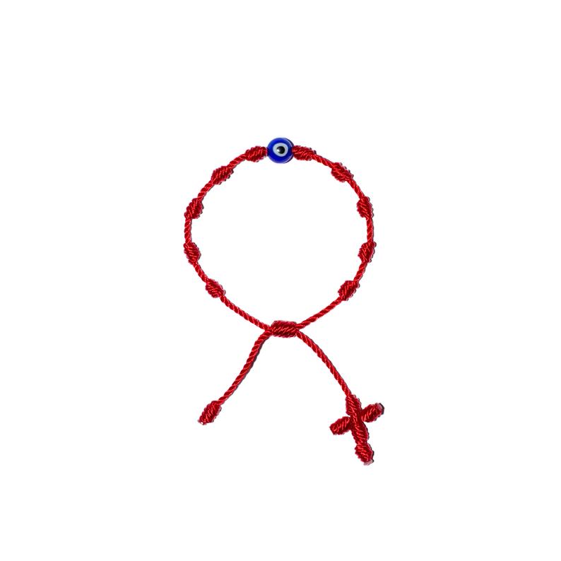 Blue Evil Eye Baby Rosary Bracelet (Red String)