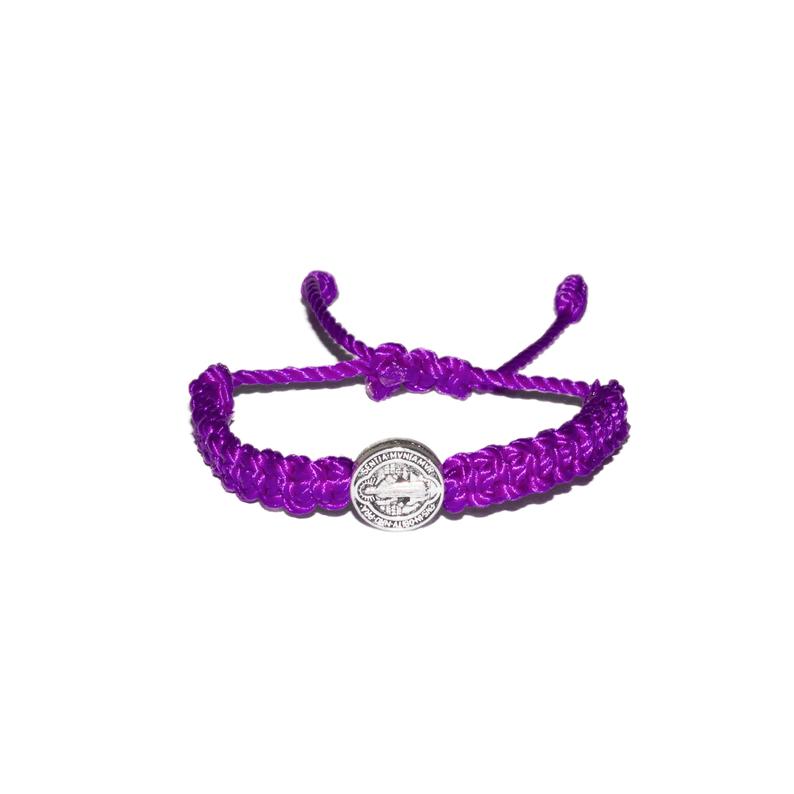 St. Benedict Macrame Baby Bracelet (Purple String)