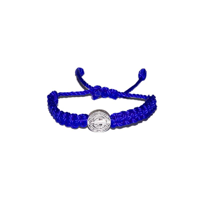 St. Benedict Macrame Baby Bracelet (Blue String)