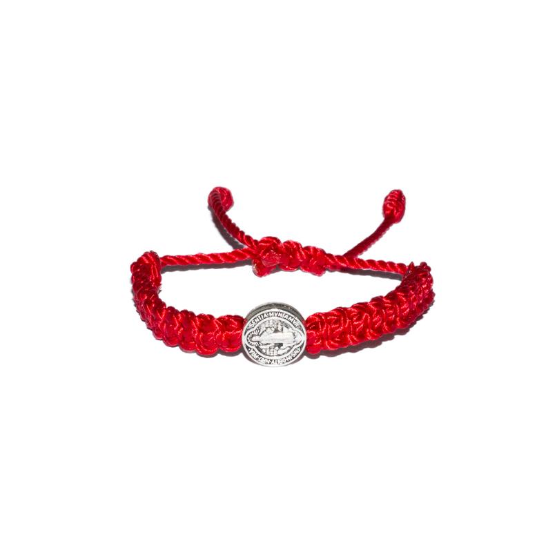 St. Benedict Macrame Baby Bracelet (Red String)