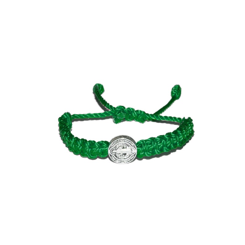 St. Benedict Macrame Baby Bracelet (Green String)