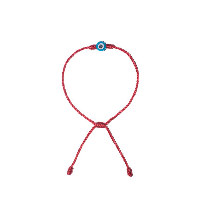 Minimalist Light Blue Evil Eye Bracelet (Red String)