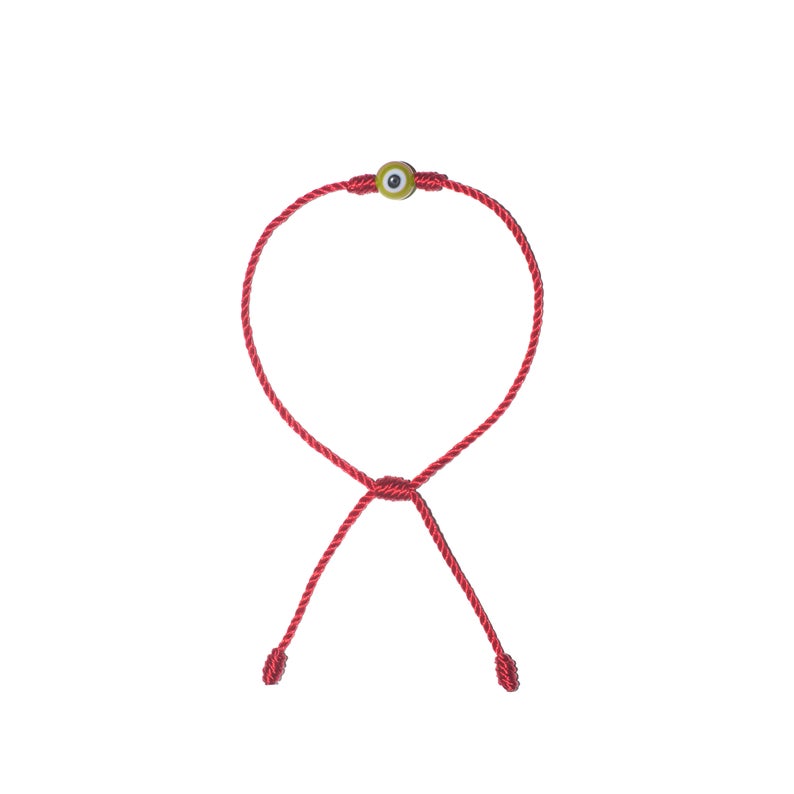 Minimalist Yellow Evil Eye Bracelet (Red String)