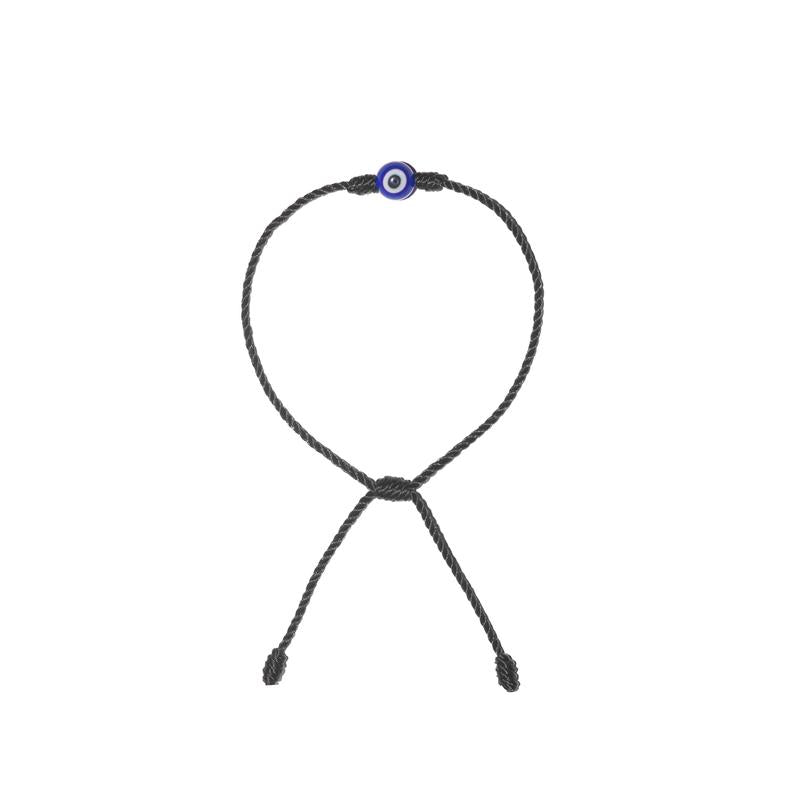 Minimalist Blue Evil Eye Bracelet (Black String)