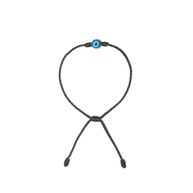 Minimalist Light Blue Evil Eye Bracelet (Black String)