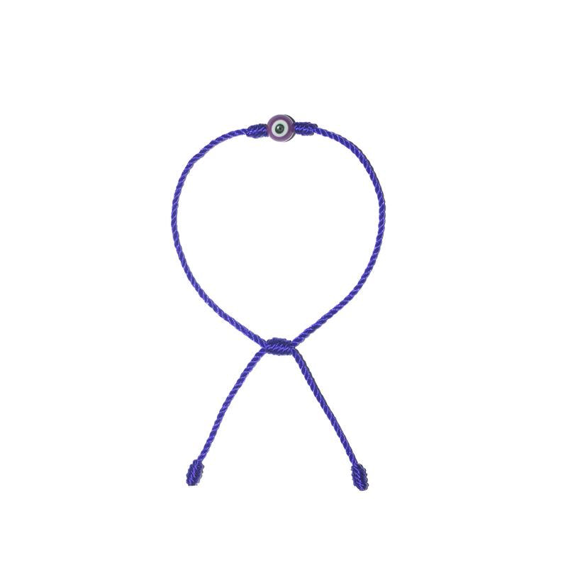 Minimalist Purple Evil Eye Bracelet (Blue String)