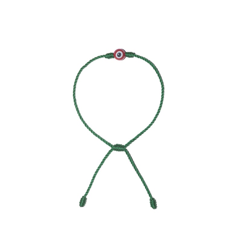 Minimalist Red Evil Eye Bracelet (Green String)