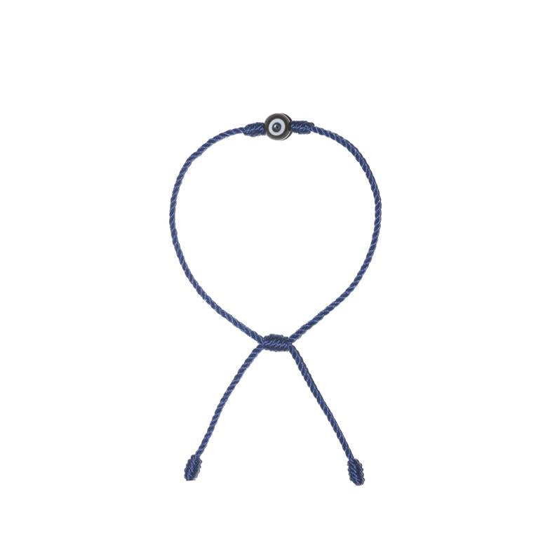 Minimalist Black Evil Eye Bracelet (Navy String)