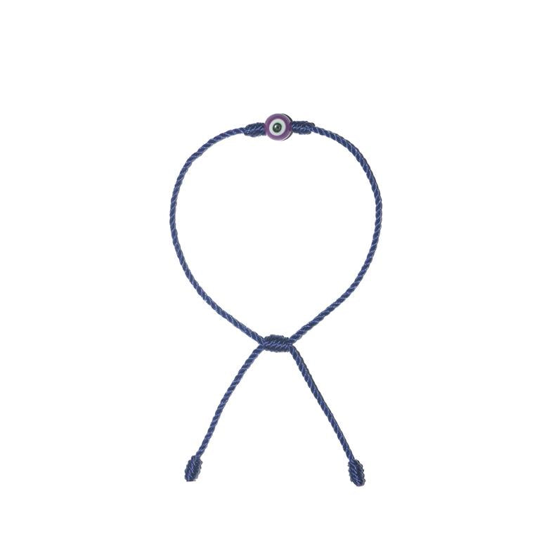 Minimalist Purple Evil Eye Bracelet (Navy String)