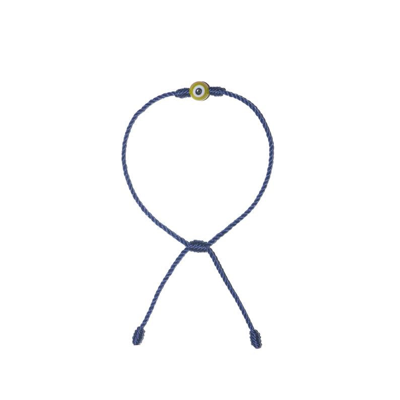 Minimalist Yellow Evil Eye Bracelet (Navy String)