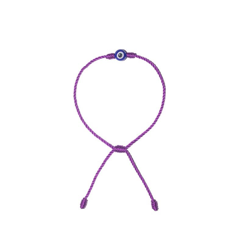 Minimalist Blue Evil Eye Bracelet (Purple String)