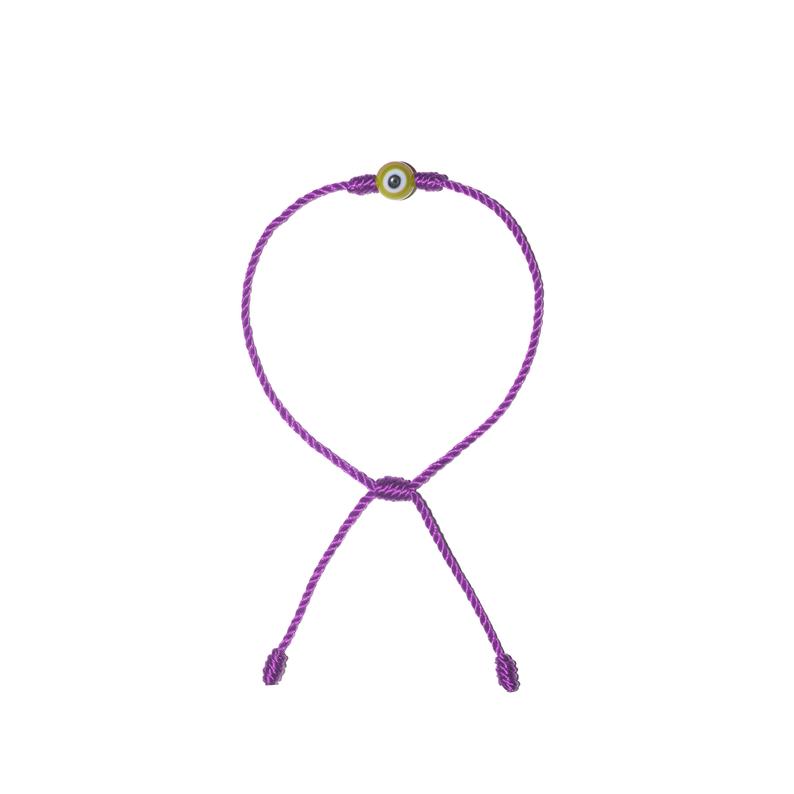 Minimalist Yellow Evil Eye Bracelet (Purple String)