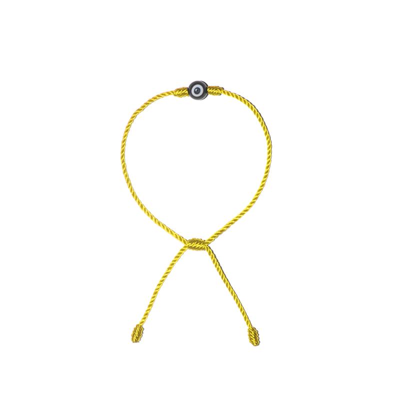 Minimalist Black Evil Eye Bracelet (Yellow String)