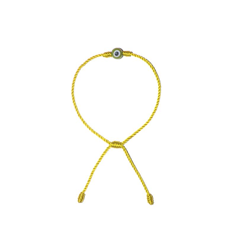 Minimalist Green Evil Eye Bracelet (Yellow String)