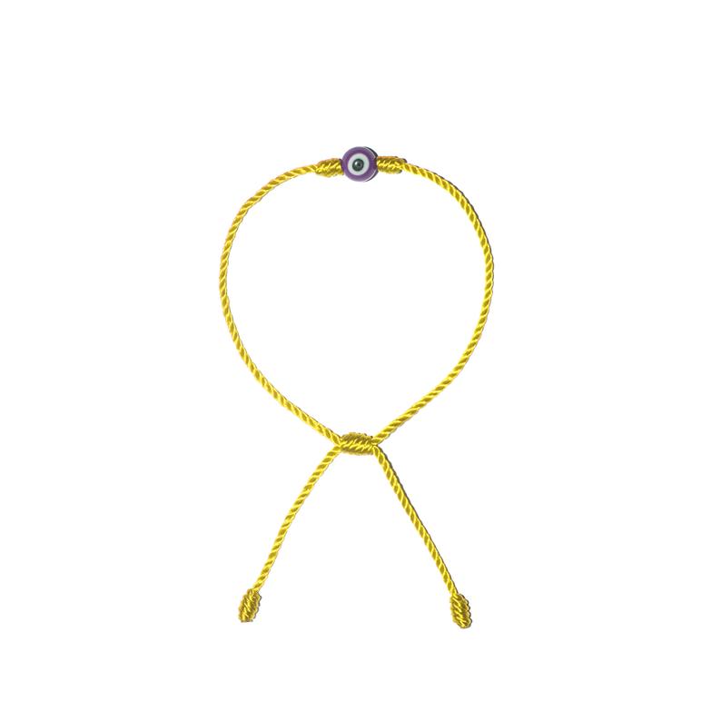 Minimalist Purple Evil Eye Bracelet (Yellow String)