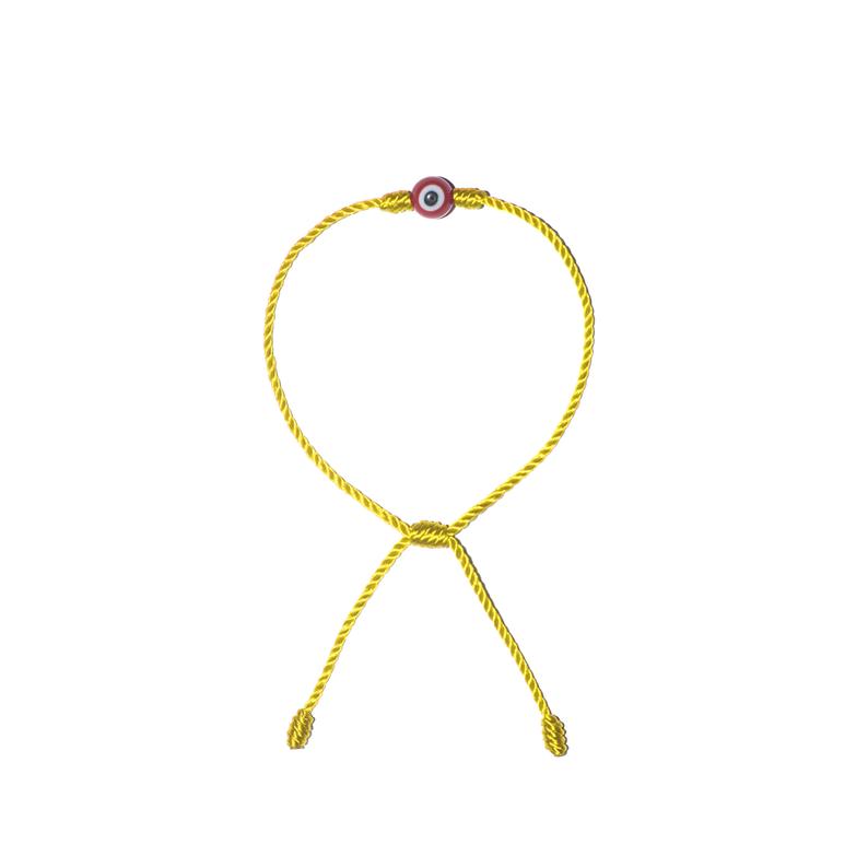 Minimalist Red Evil Eye Bracelet (Yellow String)