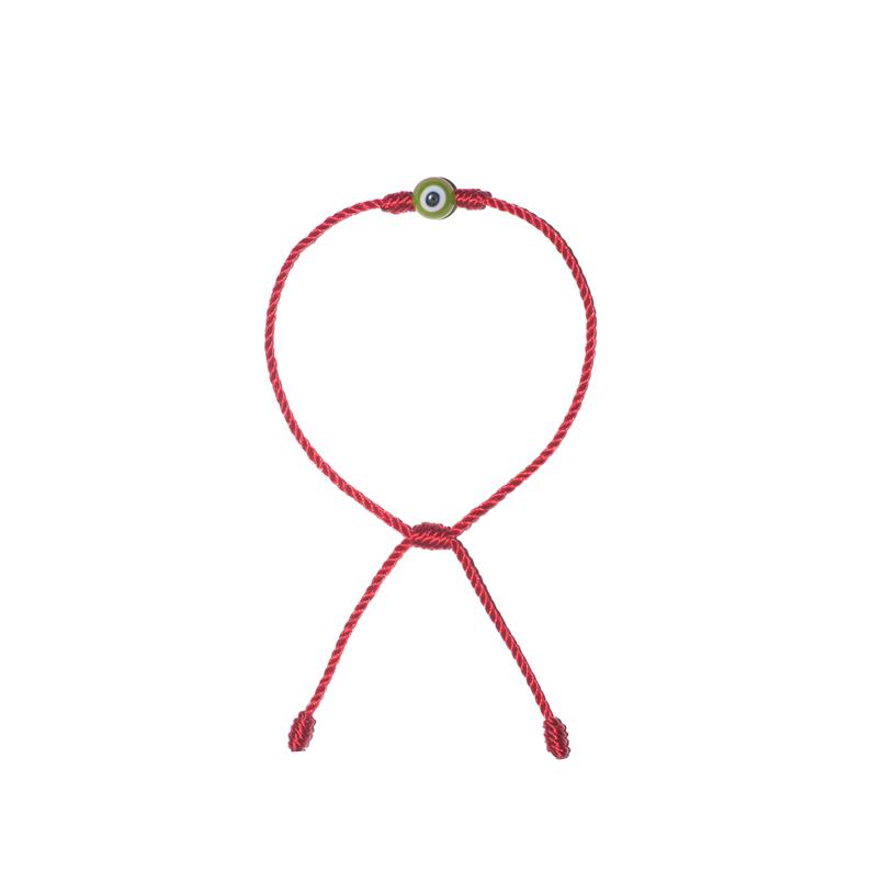 Minimalist Green Evil Eye Bracelet (Red String)