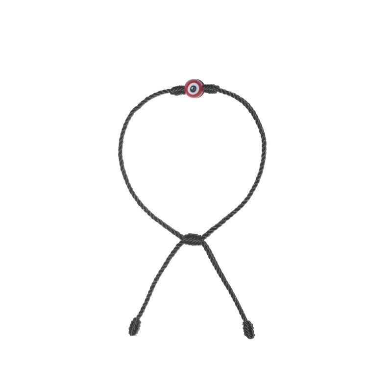 Minimalist Red Evil Eye Bracelet (Black String)