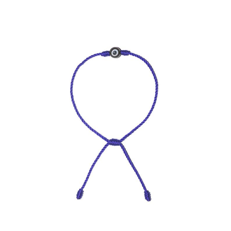 Minimalist Black Evil Eye Bracelet (Blue String)