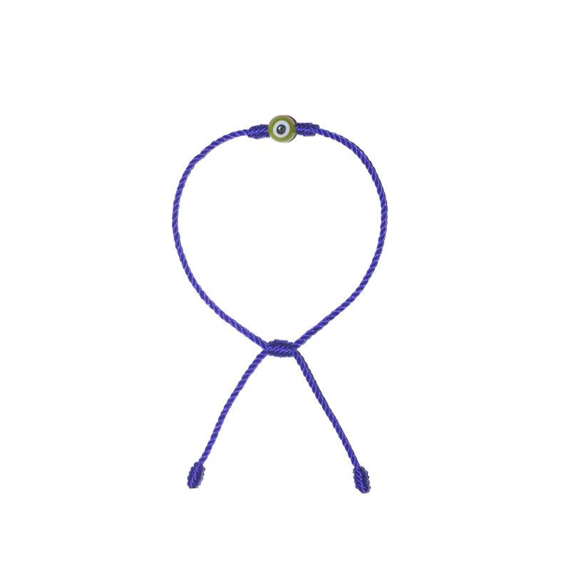 Minimalist Green Evil Eye Bracelet (Blue String)