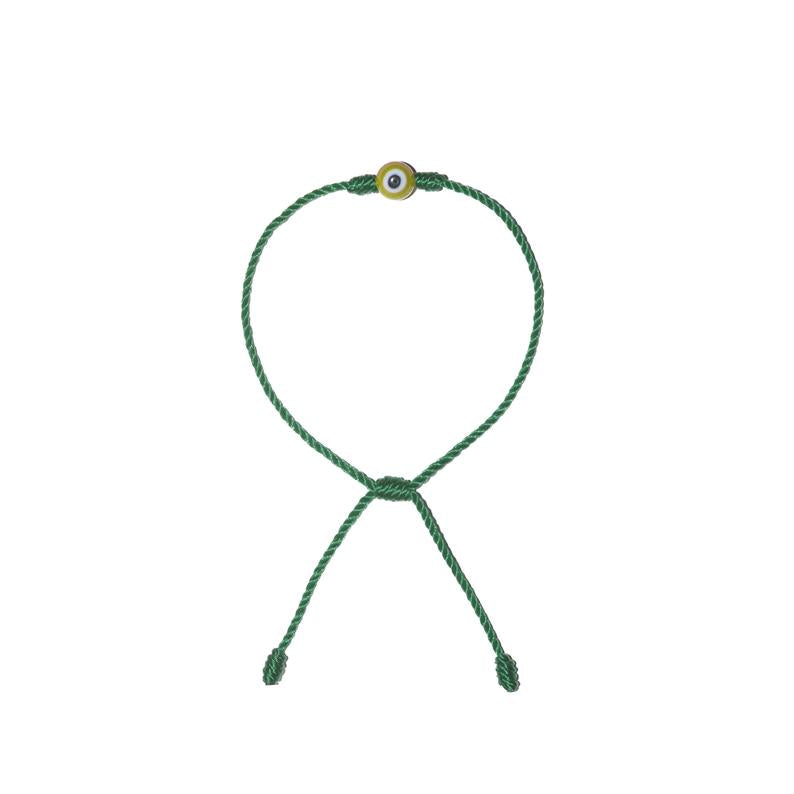 Minimalist Yellow Evil Eye Bracelet (Green String)