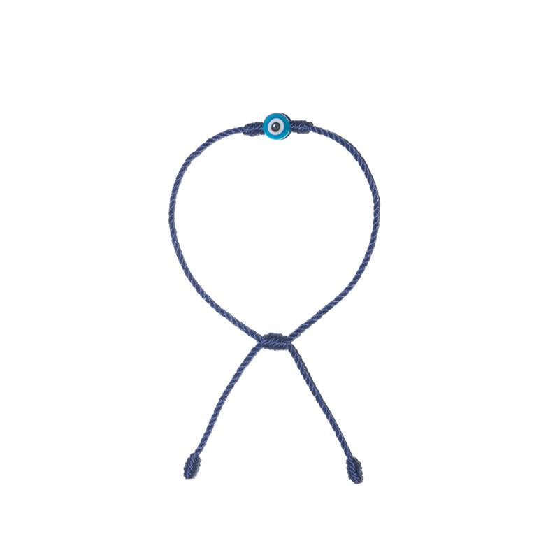 Minimalist Light Blue Evil Eye Bracelet (Navy String)