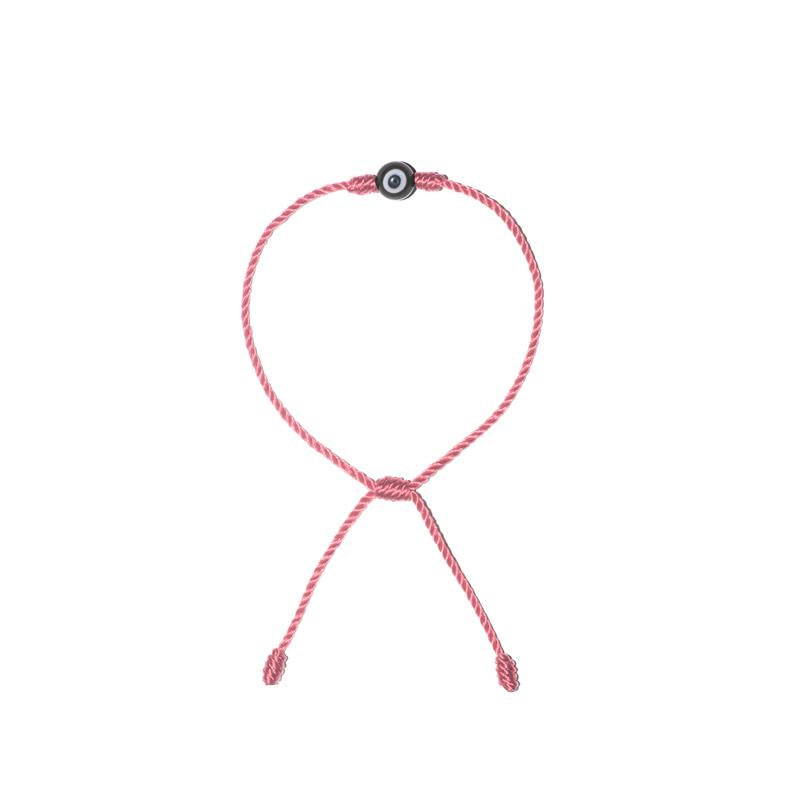 Minimalist Black Evil Eye Bracelet (Pink String)