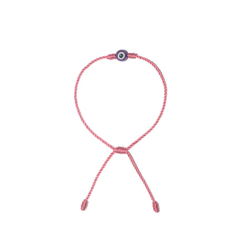 Minimalist Purple Evil Eye Bracelet (Pink String)