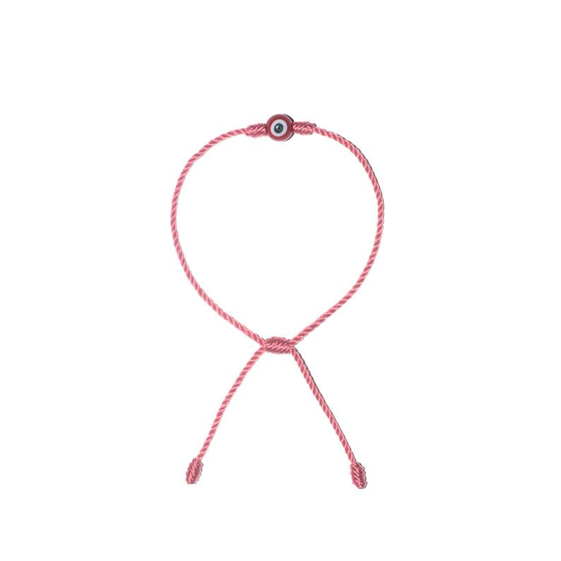 Minimalist Red Evil Eye Bracelet (Pink String)