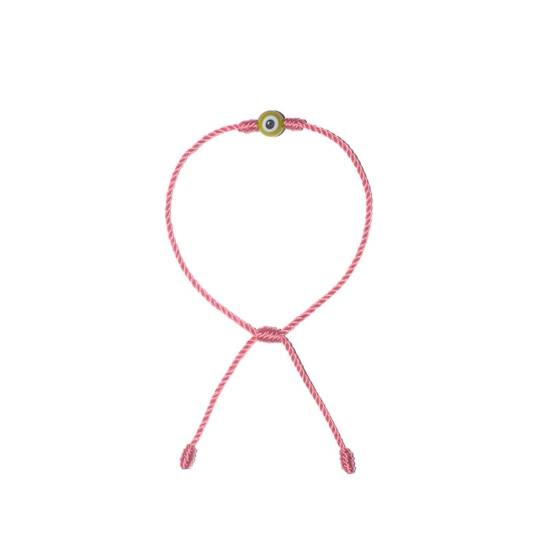 Minimalist Yellow Evil Eye Bracelet (Pink String)