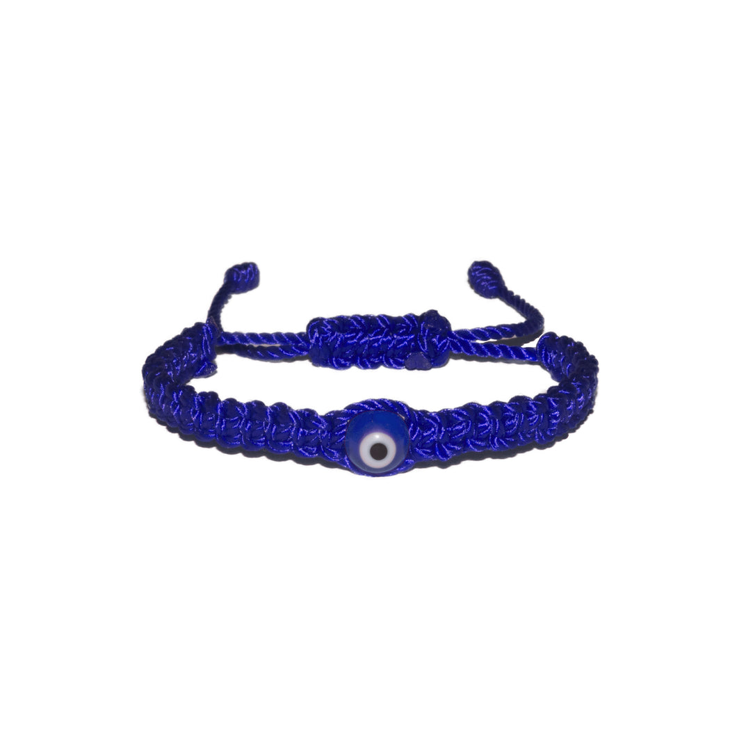 Blue Evil Eye Macrame Bracelet (Blue String)