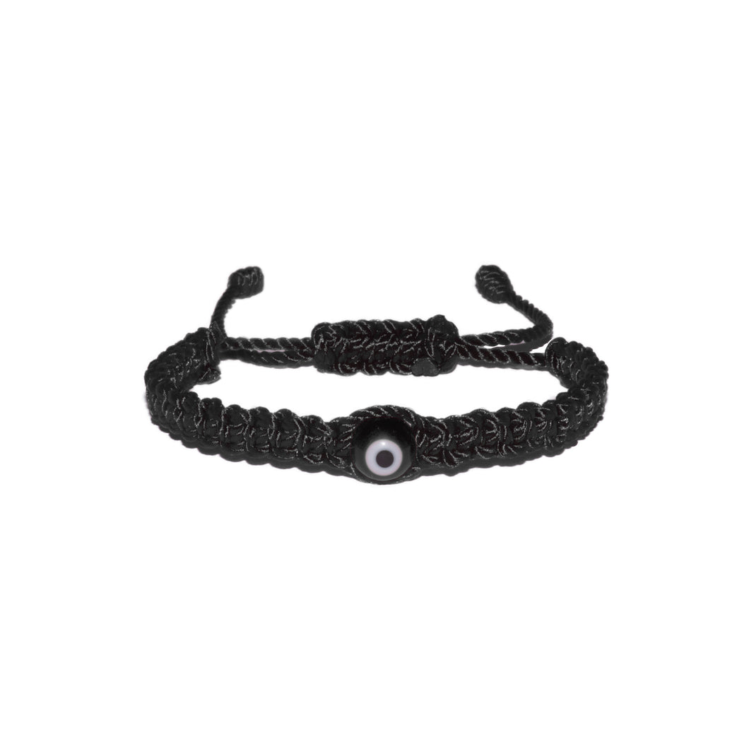 Black Evil Eye Macrame Bracelet (Black String)