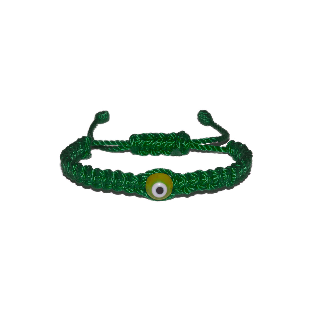 Green Evil Eye Macrame Bracelet (Green String)