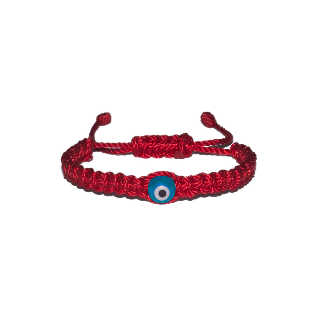 Light Blue Evil Eye Macrame Bracelet (Red String)