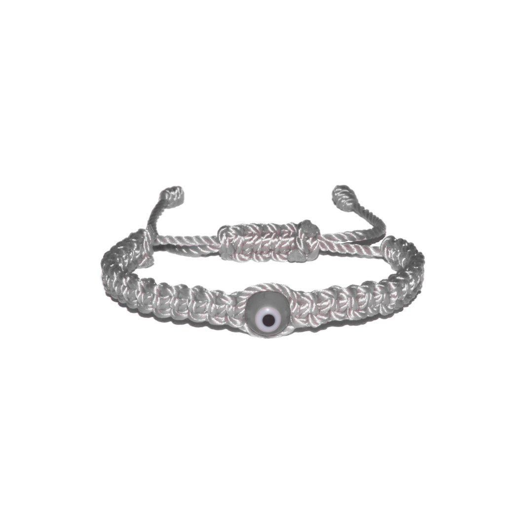 White Evil Eye Macrame Bracelet (White String)